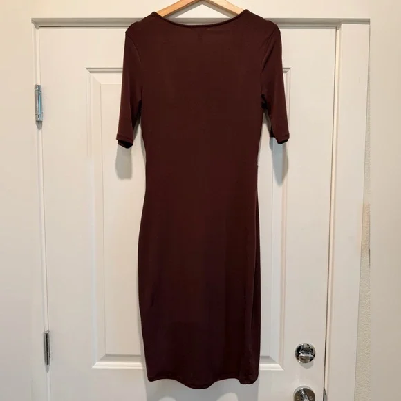 Leith Deep Purple Midi Wrap Dress - Picture 3 of 5